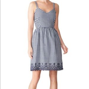 Draper James Embroidered Gingham Dress Blue White 14